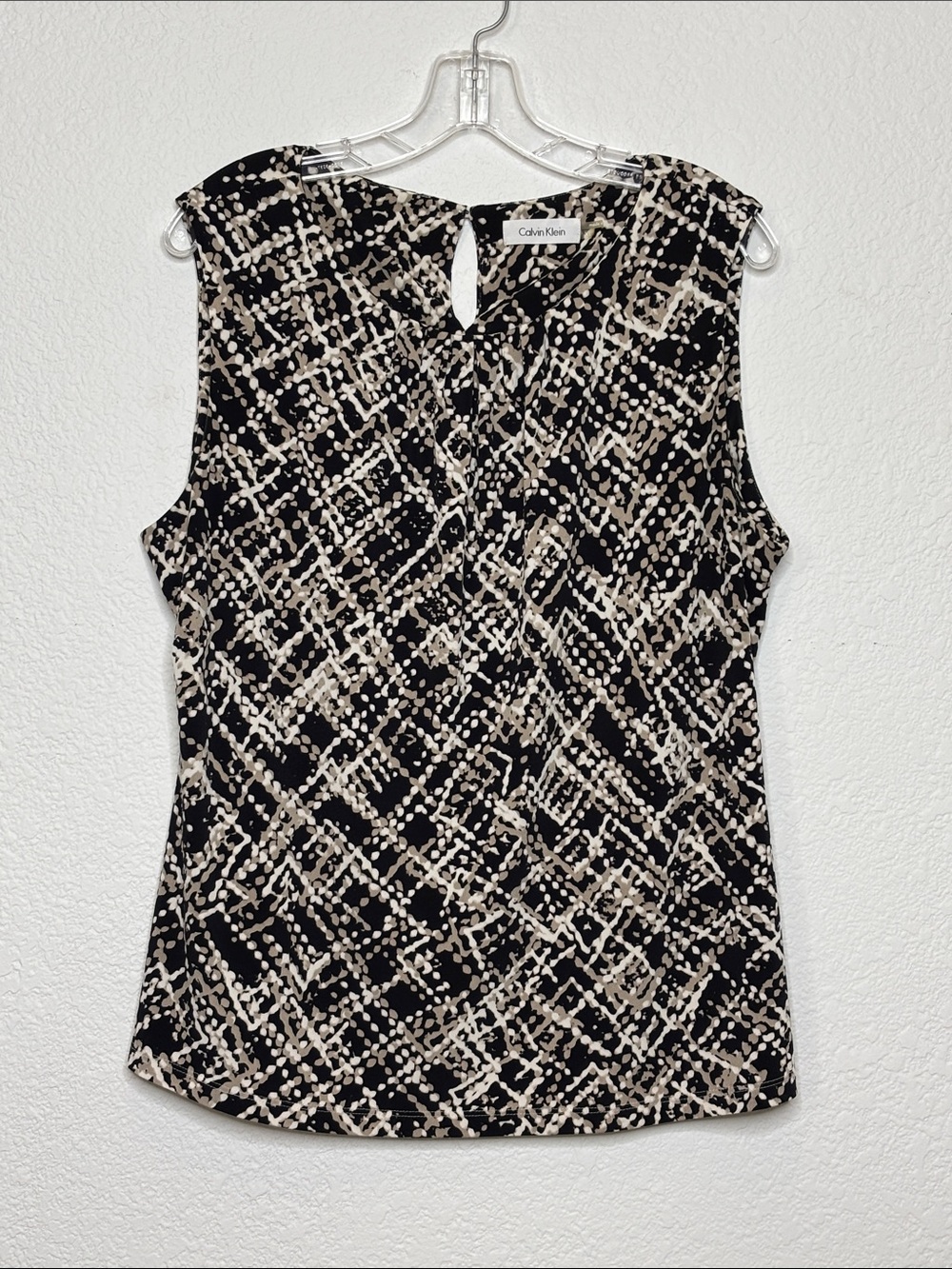 Calvin Klein Sleeveless Shell Blouse Print Black and Cream